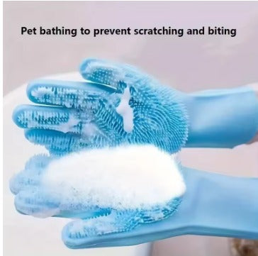 Pet Grooming Cleaning Gloves Bathing Shampoo Scrubber | Hair Removal Magic Sponge Cleaner - Pet Care Essentials