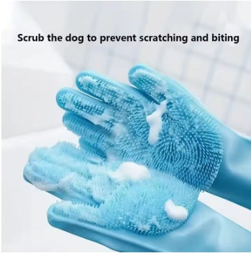 Pet Grooming Cleaning Gloves Bathing Shampoo Scrubber | Hair Removal Magic Sponge Cleaner - Pet Care Essentials