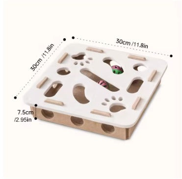 Interactive Cat Puzzle Toy Felt Toy Box with Maze Tunnel Bell Ball Indoor Entertainment Cat Toy