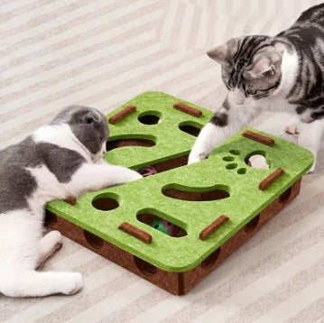 Interactive Cat Puzzle Toy Felt Toy Box with Maze Tunnel Bell Ball Indoor Entertainment Cat Toy