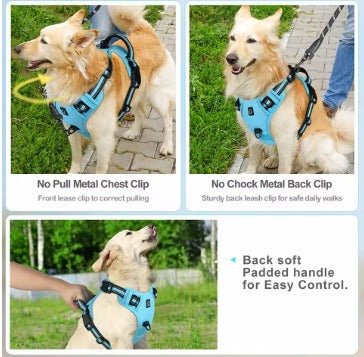 No Pull Dog Harness, Adjustable Soft Padded Pet Vest with Easy Control Handle